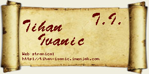Tihan Ivanić vizit kartica